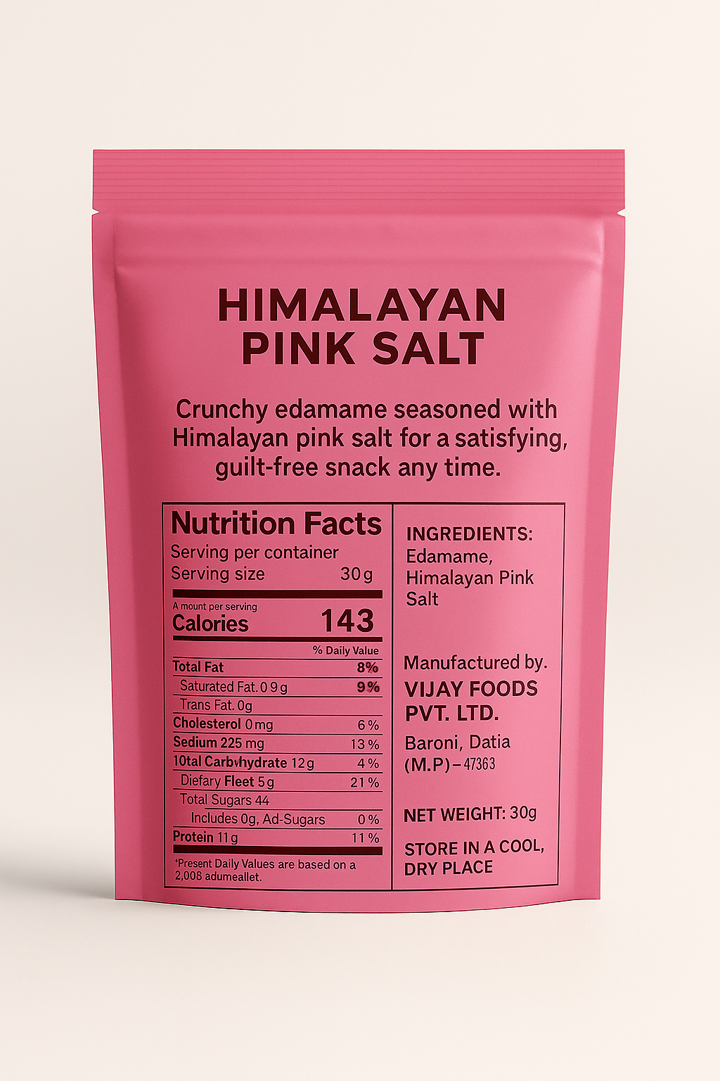 GuiltBean – Himayalan Pink Salt Roasted Edamame Snack | 11g Protein | 30g Pack | Guilt-Free, High-Protein, Vegetarian Snack
