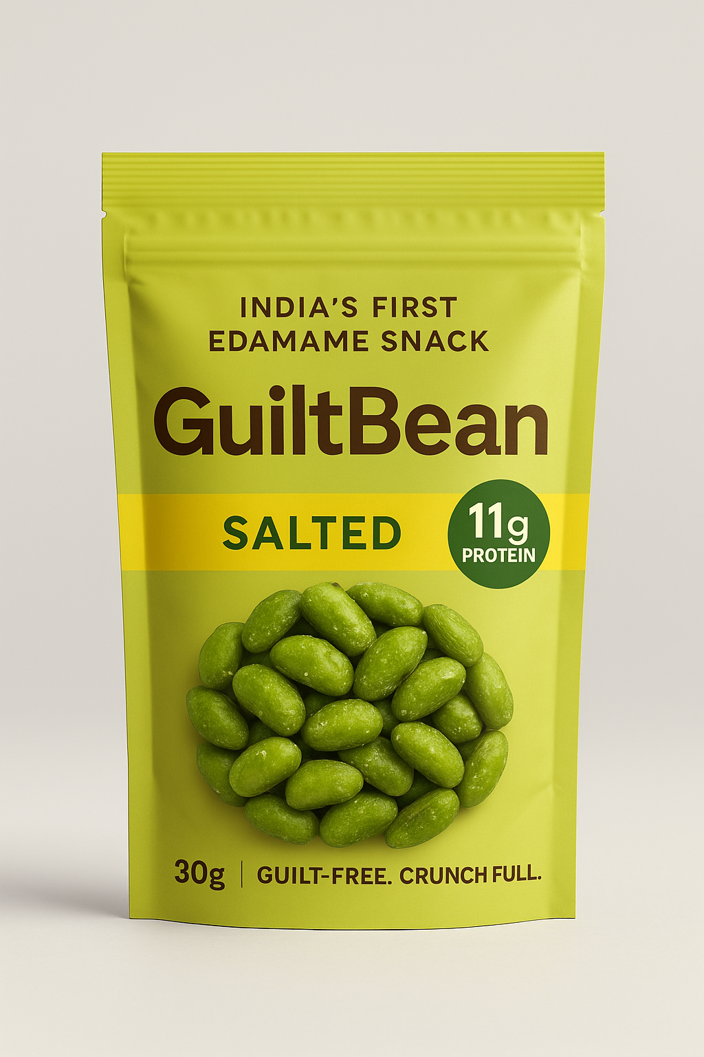 GuiltBean Salted Roasted Edamame | 11g Protein | 30g Pack | Healthy Vegetarian Snack | Low Carb | Clean Protein